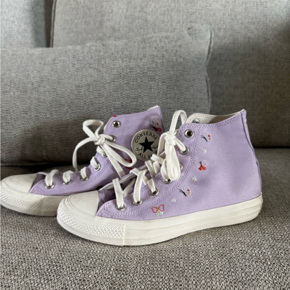 Converse Shoes - Converse Purple High-Top Sneakers with White Accents